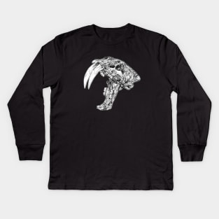 Sabertooth Tiger Skull Kids Long Sleeve T-Shirt